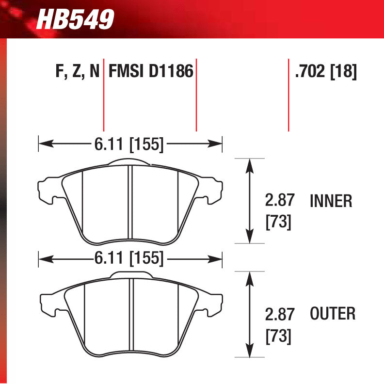 Hawk HB549G.702 Racing Pad - DTC-60 Compound