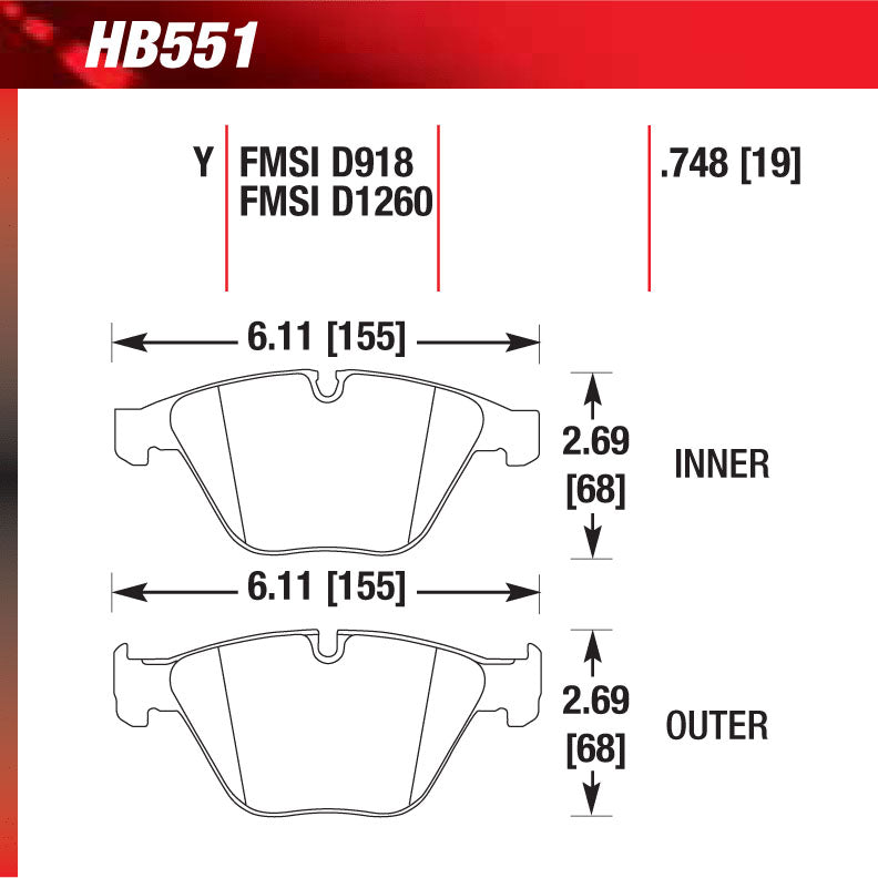 Hawk HB551S.748 Racing Pad - HT-10 Compound