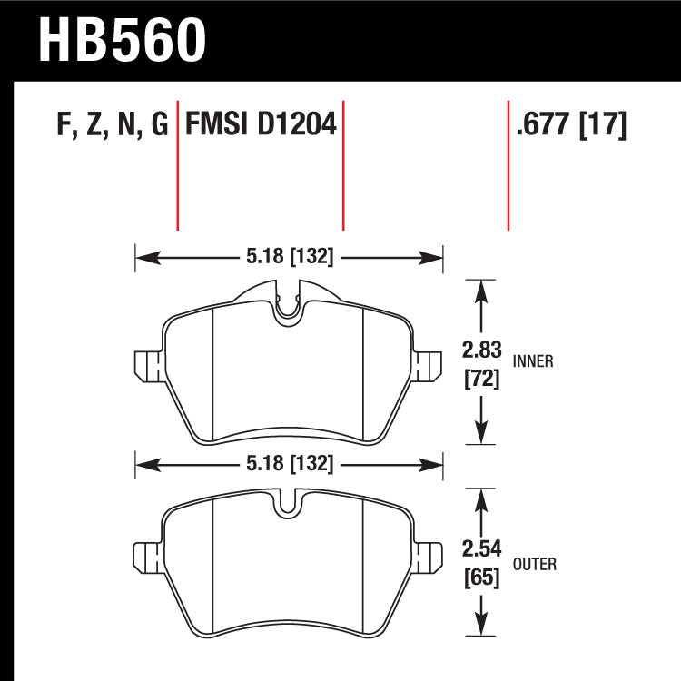 Hawk HB560G.677 Racing Pad - DTC-60 Compound