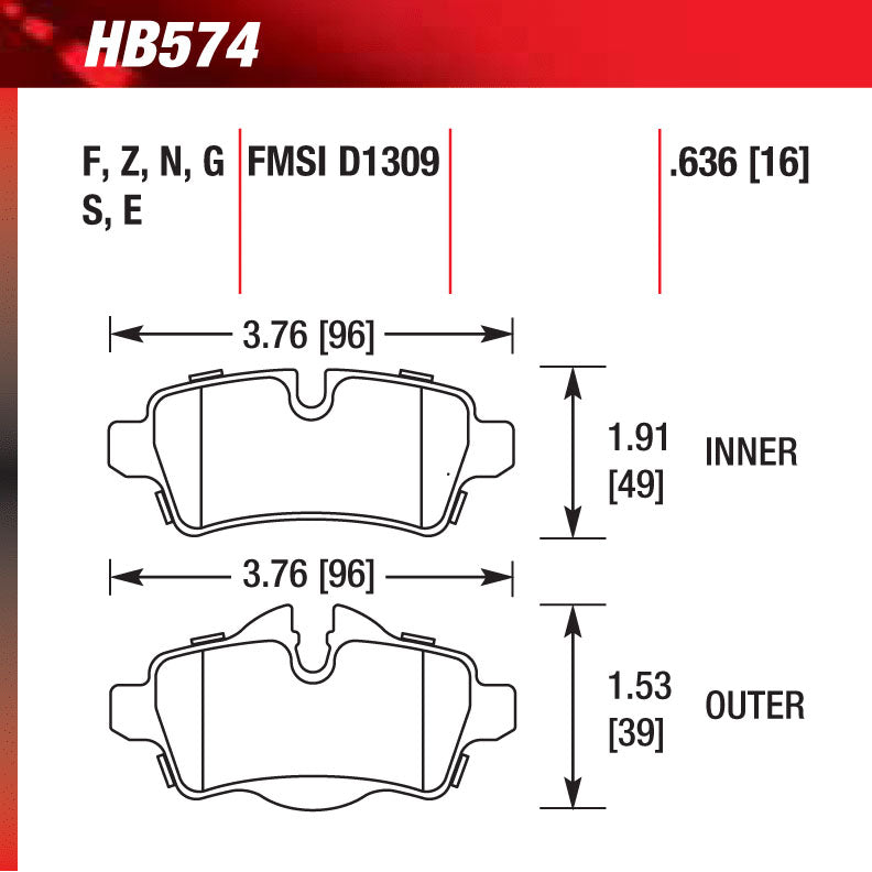 Hawk HB574G.636 Racing Pad - DTC-60 Compound