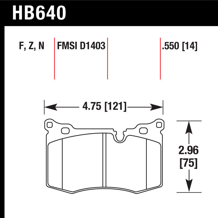 Hawk HB640N.550 Performance Pad - HP Plus Compound