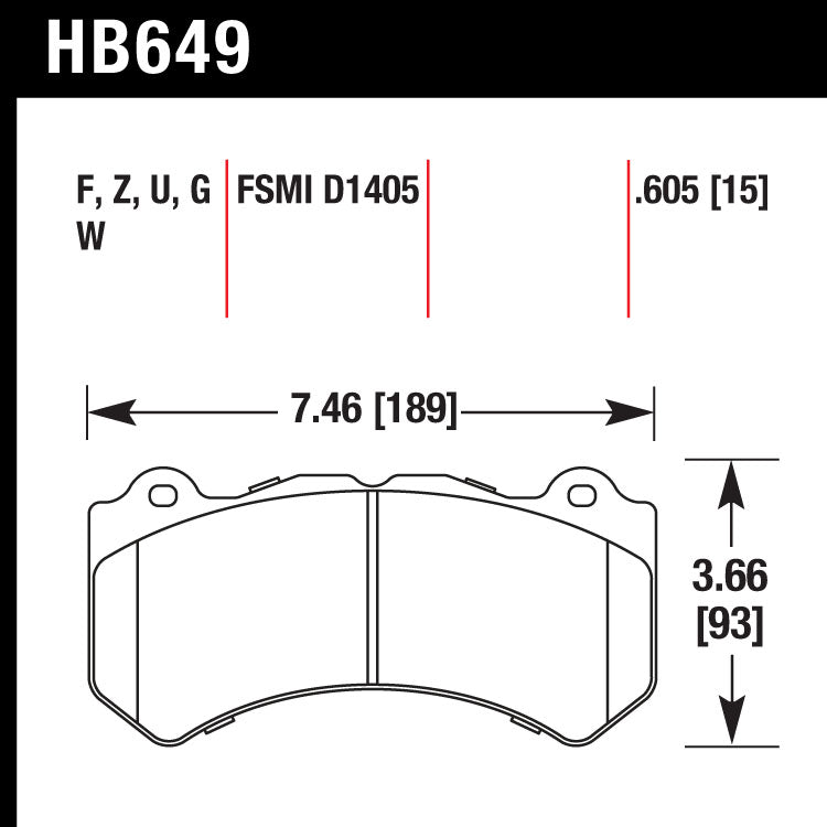 Hawk HB649U605. Racing Pad - DTC-70 Compound