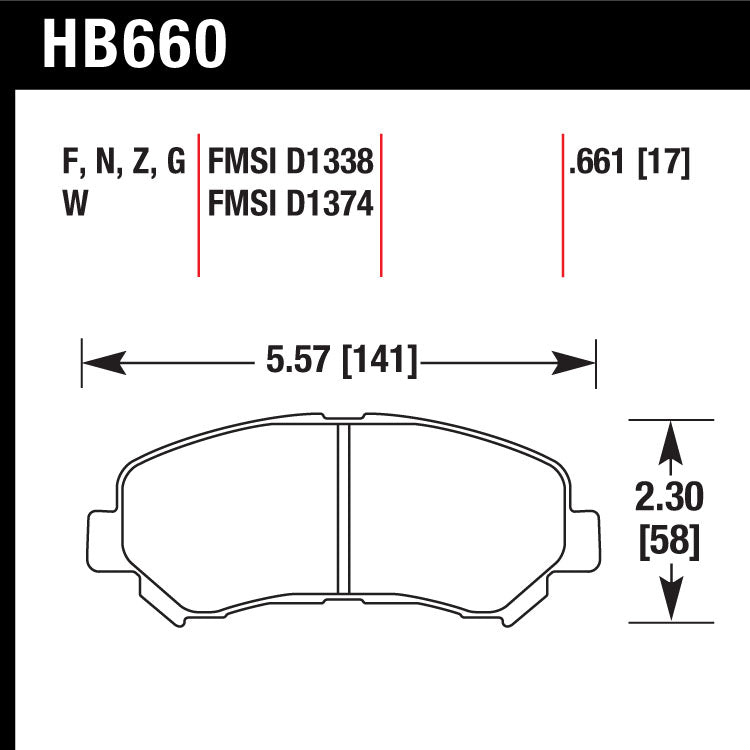 Hawk HB660N.661 Performance Pad - HP Plus Compound