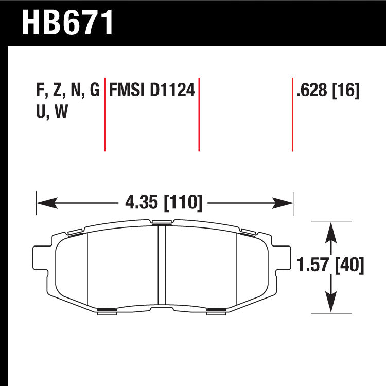 Hawk HB671N.628 Performance Pad - HP Plus Compound