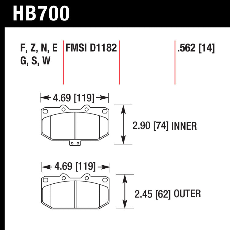 Hawk HB700G.562 Racing Pad - DTC-60 Compound