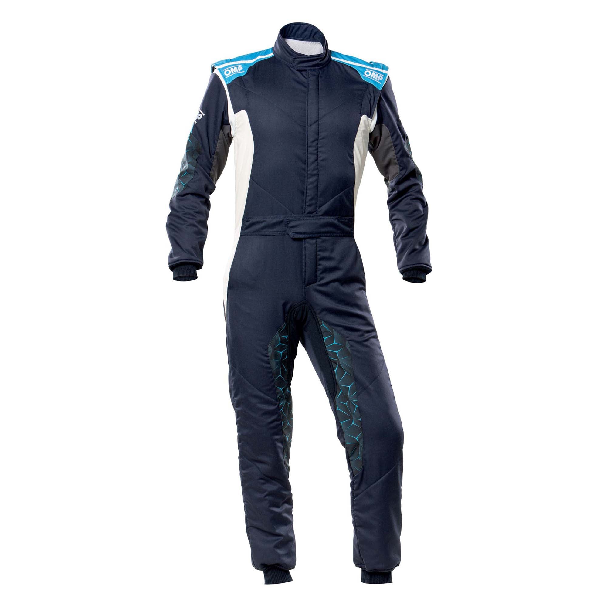 OMP Tecnica Hybrid Racing Suit - Navy/Cyan