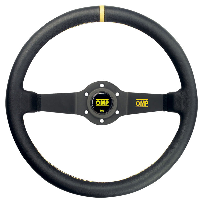 OMP Rally Steering Wheel - Black Leather